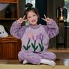 Kids Flannel Pajamas Set Boys Girls Warm Long Sleeve Top And Pants Sleepwear Winter Home Nightwear