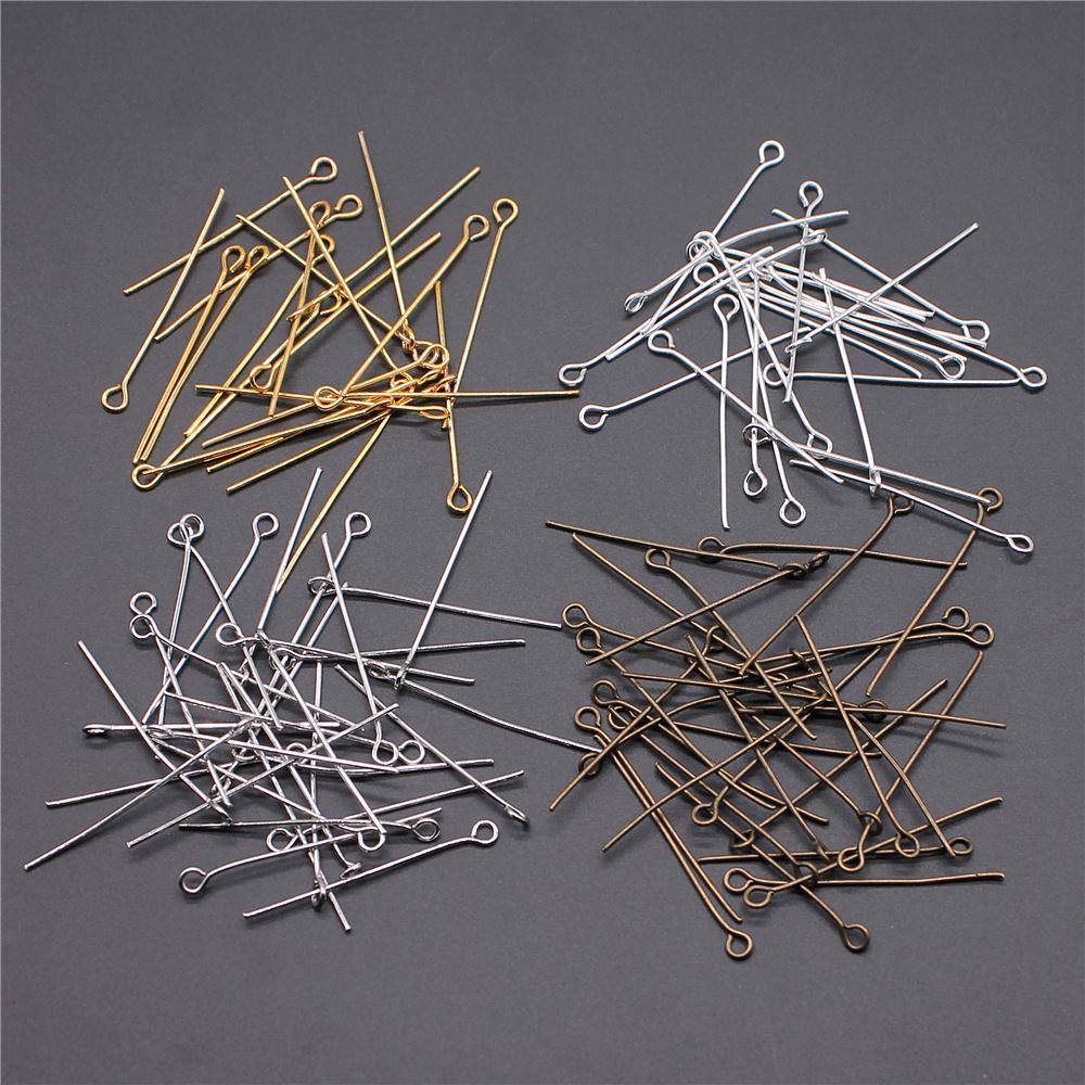 200pcs Eye Head Pins 18~35mm Eye Pins Bead Pins Jewelry Findings & Components For DIY Jewelry Making