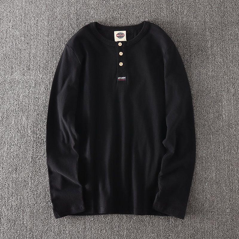 Big Brand Goods ~ Export Label Cutting Factory Direct Sales Fall Winter Men Long-T-Shirt Pure Cotton OEM Goods Tail Goods Bottoming Shirt Fashion