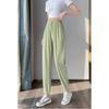Womens Ice Silk Summer Sports Pants High Waist Straight Leg Ankle Cuff Sun Protection Workout Trousers