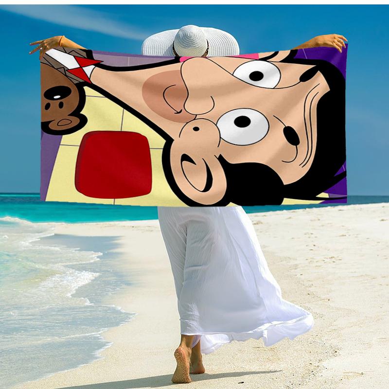 Ultra-Soft Beach Towel with Mr. Bean Theme,Ideal for Pool - Camping, Diving - Perfect Travel Essential, Vibrant Beach Towel.