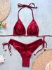 1011 European and American New Bikini, Solid Color Swimsuit, Beach Sexy Women's Swimsuit
