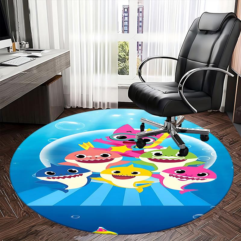 Baby Shark Chair Mat - Round Carpet for Home Decor, Office Use, Living Room, Bedroom, Gift Idea0259b