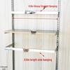 Black & White Clothing Store Stainless Steel Wall-Mounted Display Rack with Side Hooks and Shelving Brackets