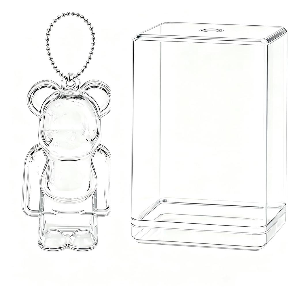 Bearbrick 8cm Protective Case 3D Scan Design 2WAY Set Clear Keychain Extra Large Display Included TPU Yellowing Prevention Dustproof Shock Resistant