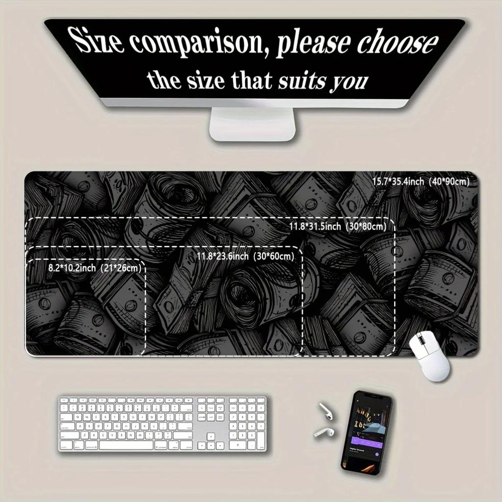 Money Coin Mouse Pad Extra-large Durable Mousepads Non-slip Black Home Office 400x900 Game Desk Mat Gaming Accessories Anime Rug
