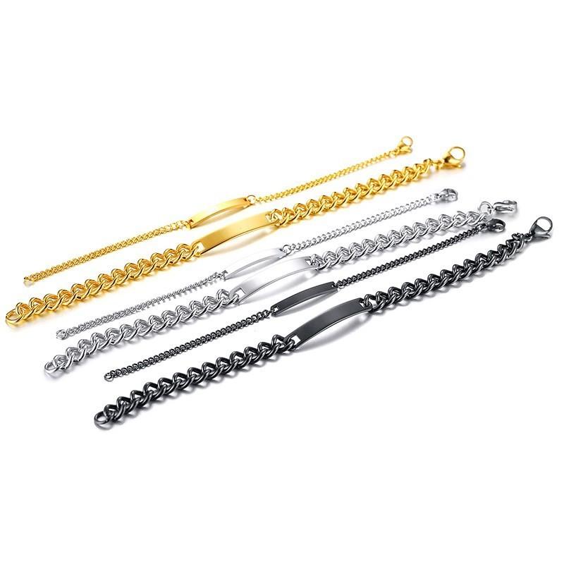 Free Engraving Stainless Steel Bracelet Nameplate Initial Couple Matching ID Identification Men Women Jewelry Dropshipping