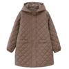 Damen Winter 2024 Rautenmuster Kapuzen Daunen Baumwollmantel für Mütter mittleren Alters