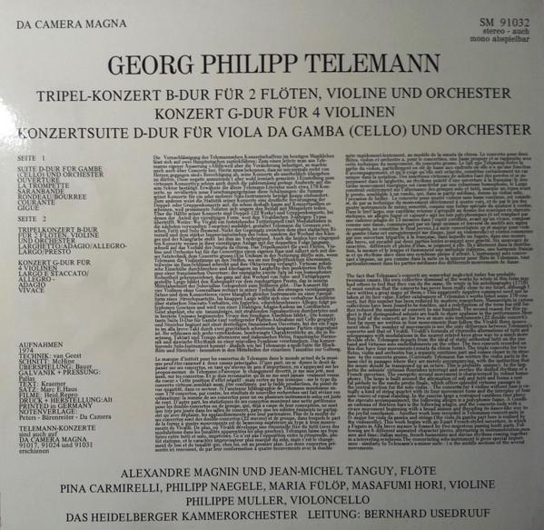 

LP Record GEORG PHILIPP TELEMANN HEIDELBERG TripelKonzert BDur Konzert GDur SM91032 Da Camera Magna 1974 Germany Classical Used