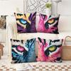 Vibrant Animal Eye Close-Up Throw Pillow Covers, Colorful Tiger Eye Print Cushion Cases Bold Wildlife Home Decor For Living Room