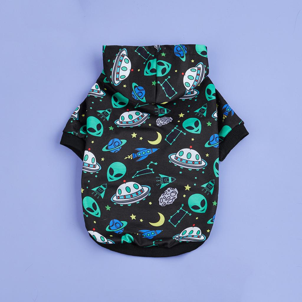 Alien Dog Hoodie Dog Warm Jacket Coat Puppy Sweatshirt Flying Saucer Christmas Halloween Dog Costume Winter Dog Clothes Pet App