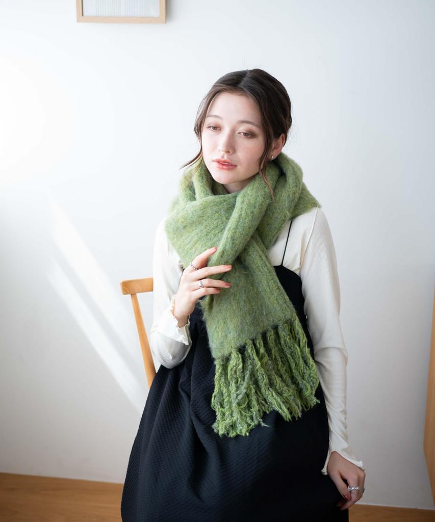 WEGO Unisex Boucle Knit Long Wrap Fluffy Solid School Size F Scarf, Scarf, Autumn/Winter Gift, Stole, Color, Uniform, Women's, Orange,