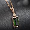 18K Rose Gold-Plated Necklace with Natural Emerald Tourmaline Pendant