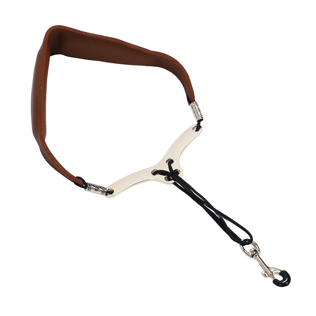 Saxophone Neck Strap for Alto Tenor Sax Breathable Adjustable Instrument Accessories with Metal Hook Coffee