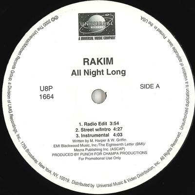 12inch Record RAKIM - All Night Long / Uplift U8P1664 UNIVERSAL 2000 US Rap & Hip-Hop/R&B Used