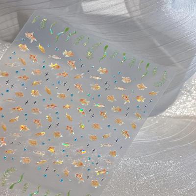 High Quality Kawaii Four Pointed Star Goldfish Manicure Decals Diy Nail Art Decorations Colorful Relief Nail Art Stickers