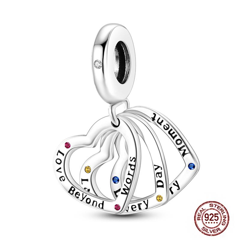 Copper Charms Great Love Mother Family Sister Pink Heart Tulip Cha Beads Fit Original Bracelet Diy Mother'S Day Jewelry Gift