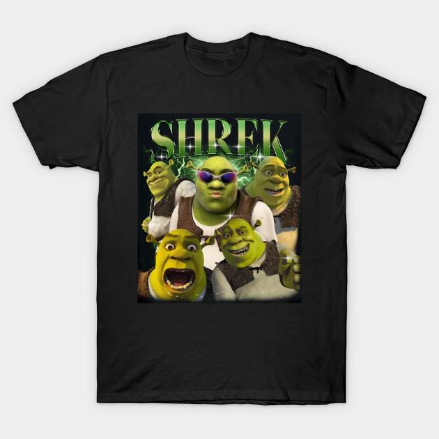 

Men Black Print T-shirt Shrek Movie Vintage No-Cut Transfer Paper Print Cotton Tshirt 4XL чёрный