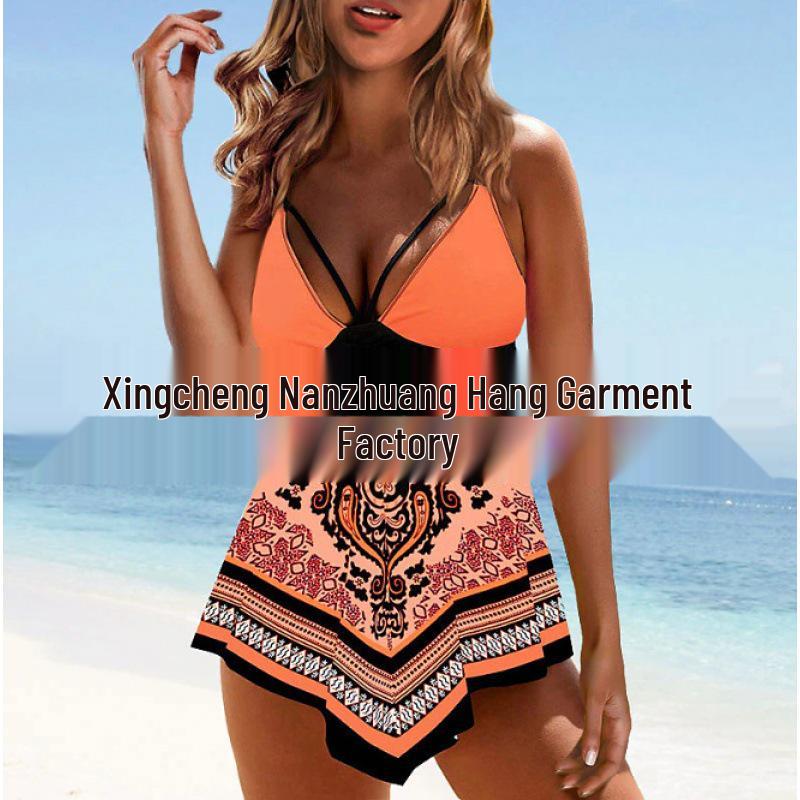 

Элегантное танкини большого размера с раздельным дизайном 3X Large оранжевый