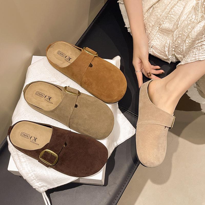 Summer Classic Fashion Flip-flops Women's Suede Mules Slippers Clogs Cork Insole Sandals Support Outdoor Beach Slides Home Shoes