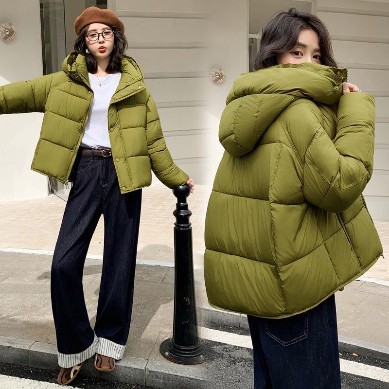Soft Waxy Puffs Short Hooded Down Cotton Clothes Women's Winter New Loose and Thin Small Bread Clothes Trendy