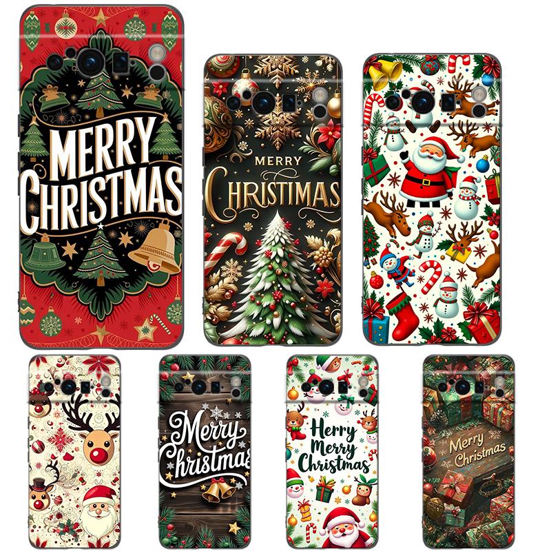 Merry Christmas Phone Case Cover for Google Pixel 9 8 7 6 7A 6A Pro Shockproof Soft TPU 9 Pro XL Shell Capas Fundas