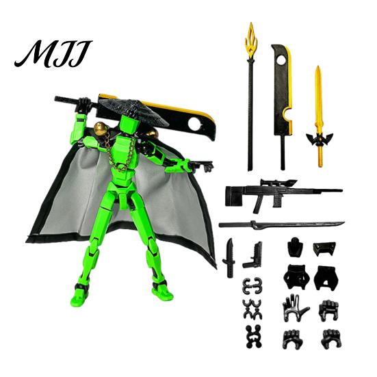 Swordsman Action Model Chinese Figure with Accessories, Multi-Joints Movable Bamboo Hat Cloak Man Figurine, Articulated Dummy Robot Toy Collectible