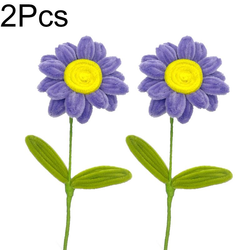 2Pcs Pipe Cleaner 35CM Artificial Flowers Home Decor Finished Flowers Handmade African Sunflower Bouquet Woven Flower