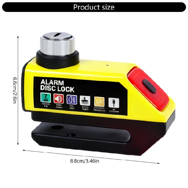 High Strength Metal Disc Brake Lock with 110dB Security Alarm Small Vehicle Alarm Lock for Motorcycle Bike Scooter