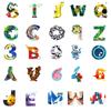 50 Creative Hand-Drawn Alphabet Graffiti Stickers Kids Reward Cartoon Stickers Decorative Stationery Box Diary Rice
