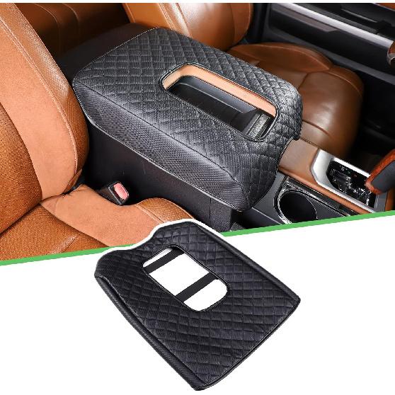 LLKUANG Car Center Console Armrest Cover Pad Fit for Toyota Tundra 2007-2021 Waterproof Leather Seat Armrest Box Cushion Pad Protector (Carbon Fiber