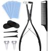 Hair Extensions Tools Kit, Flat Surface Hair Extension Plier Tools with Double Sided Replacement Adhesive Tape Tabs
