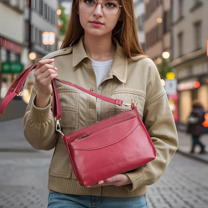 Genuine Leather Retro Large Capacity Bag Women's Bag Shoulder Armpit Commuter Crossbody Bag