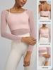 Joomon Mesh Yoga Set: Two-Piece Long Sleeve Quick-Dry Camisole with Integrated Cup Sports Bra