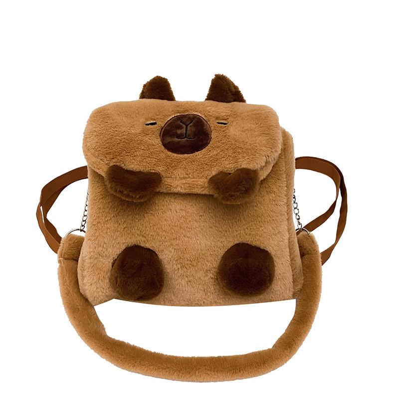Capybara Cute And Raccoon Plush Backpack Ideal For School Durable Carrying Versatile