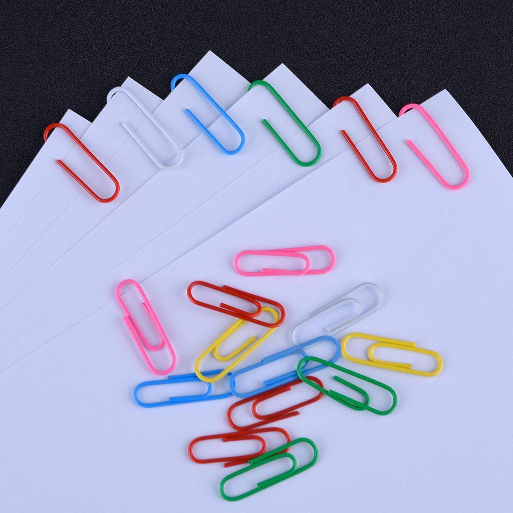 Colorful Plastic-Coated Paper Clips & Binder Clips - 28mm Office Desk Organizer