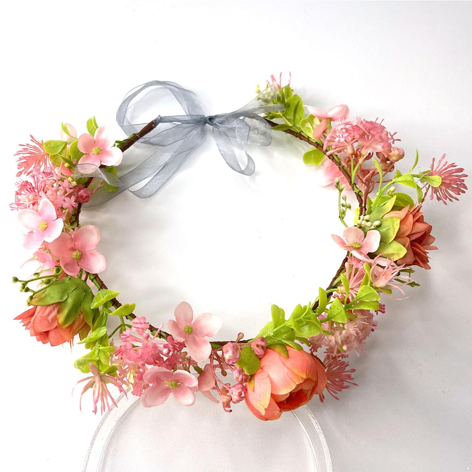 

Элегантная лесная тематическая гирлянда для волос для женщин и девочек, свадебная вечеринка, фотосъемка, цветочный аксессуар для волос с лентой One Size