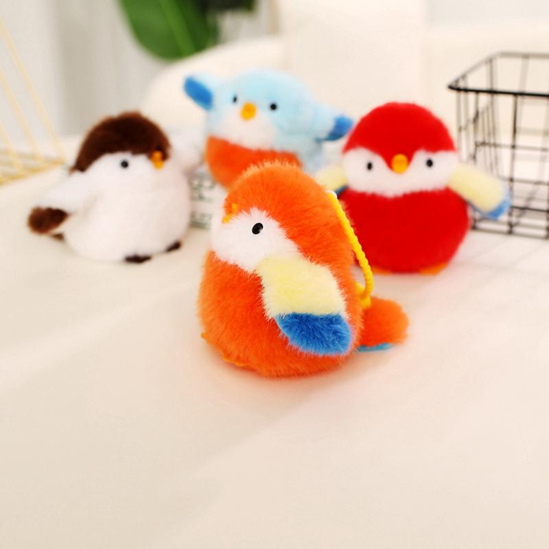 11CM Kawaii Cartoon Simulation Anime Jiujiu Bird Stuffed Animal Plush Toy Children's Sparrow Handmade Doll Festival Gift Pendant