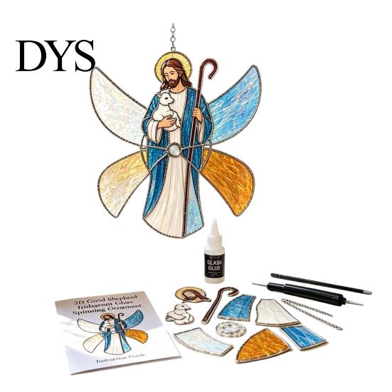 Window Suncatcher DIY Project Christian Kit, Stained Glass Style Religious Sun Catcher, Complete Assembly Set Iridescent Hanging Ornament for