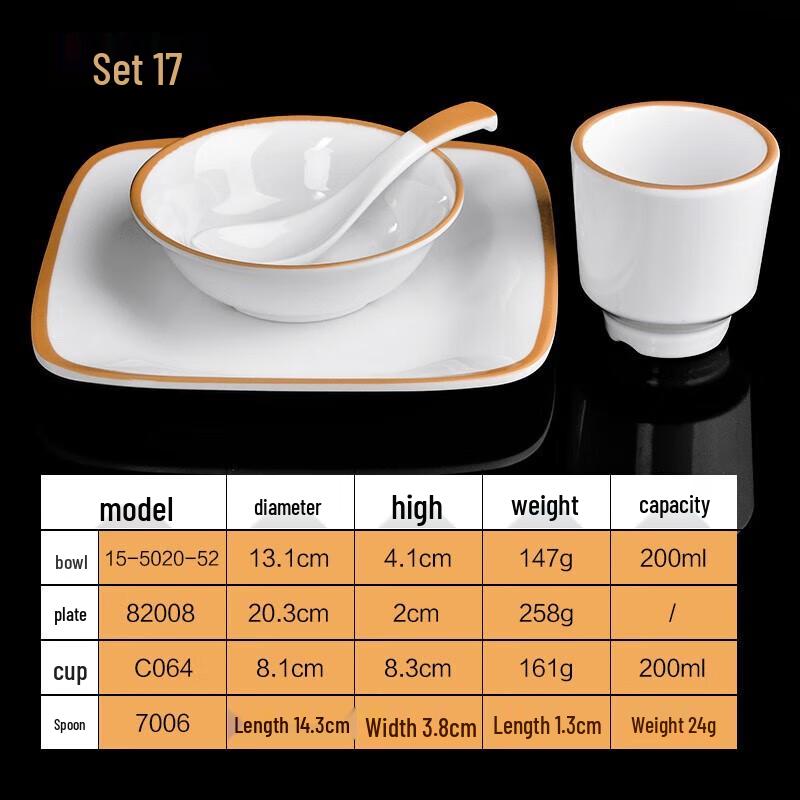 Yishuxiang Melamine 4-Piece Commercial Tableware Set