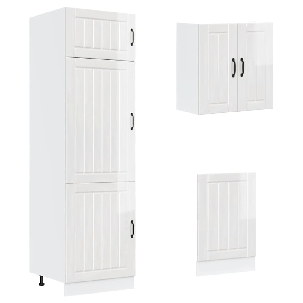 8 Piece Lucca Glossy White Kitchen Cabinet Set Particleboard White