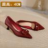 High Heels Women's Thin Heels Red Wedding Shoes New Small Heels Soft Leather Shallow Mouth Pointed Single Shoes