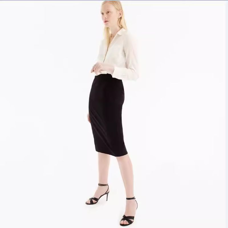 

Light Ruowu Cashmere Skirt Fall and Winter JC Woolen High Waist Midi Skirt Pure Original Work Clothing Overknee Thickened Bodycon Dress Navy 00(26)