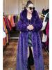 Extra Long Leopard Print Faux Fur Coat - Plus Size Women's Winter Cotton Coat