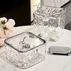 Transparent Storage Box Desktop Organizer with Press Type Lid Dressing Table Storage Case for Keys Trinkets Hairpins Scrunchies