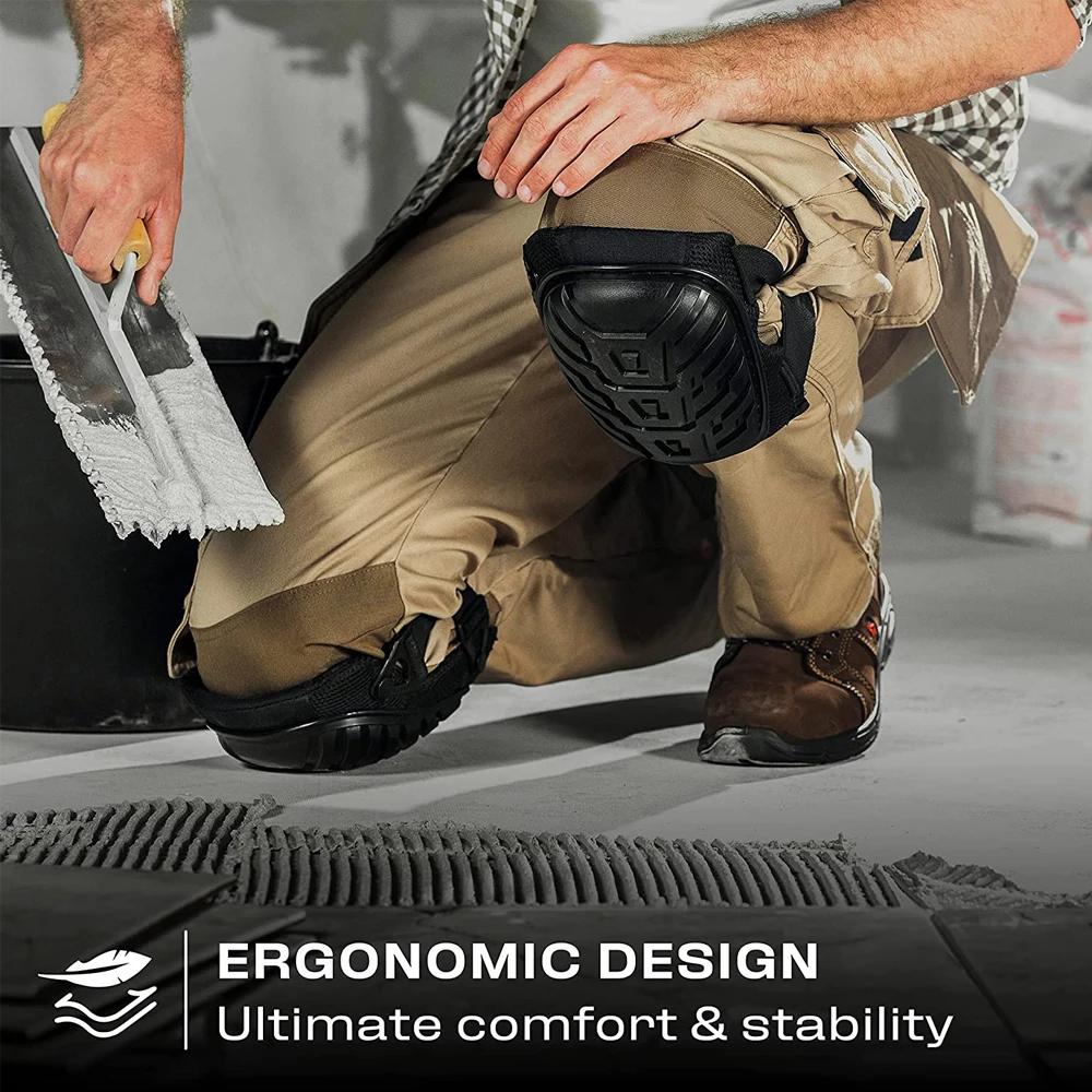 1Pair Knee Pads for Work - Heavy Duty Foam Padding Kneepads for Construction, Gardening, Flooring with Comfortable Gel Cushion