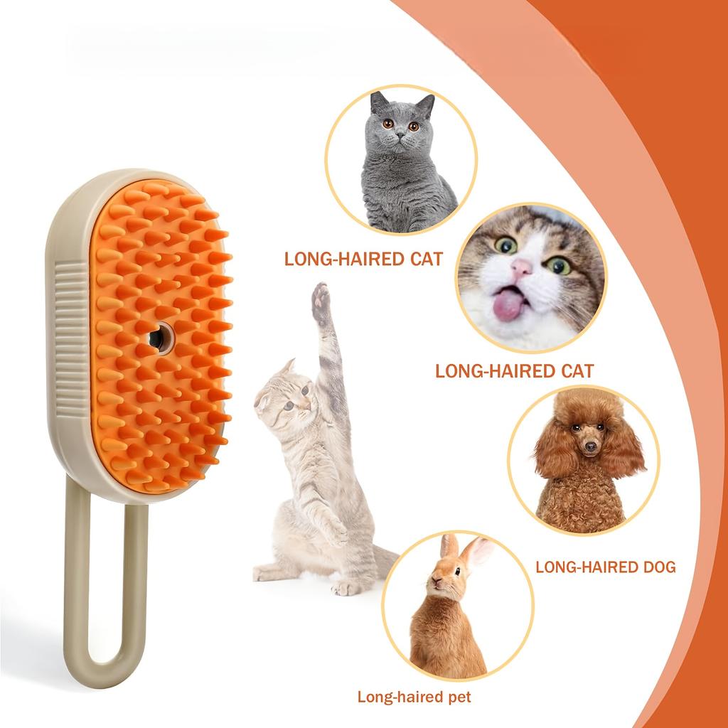 1pc Cat Dog Pet Spray Massage Brush 3 In 1 One Button Steam Spray Folding Rotatable Floating Hair Bath Hair Removal Brush Comb