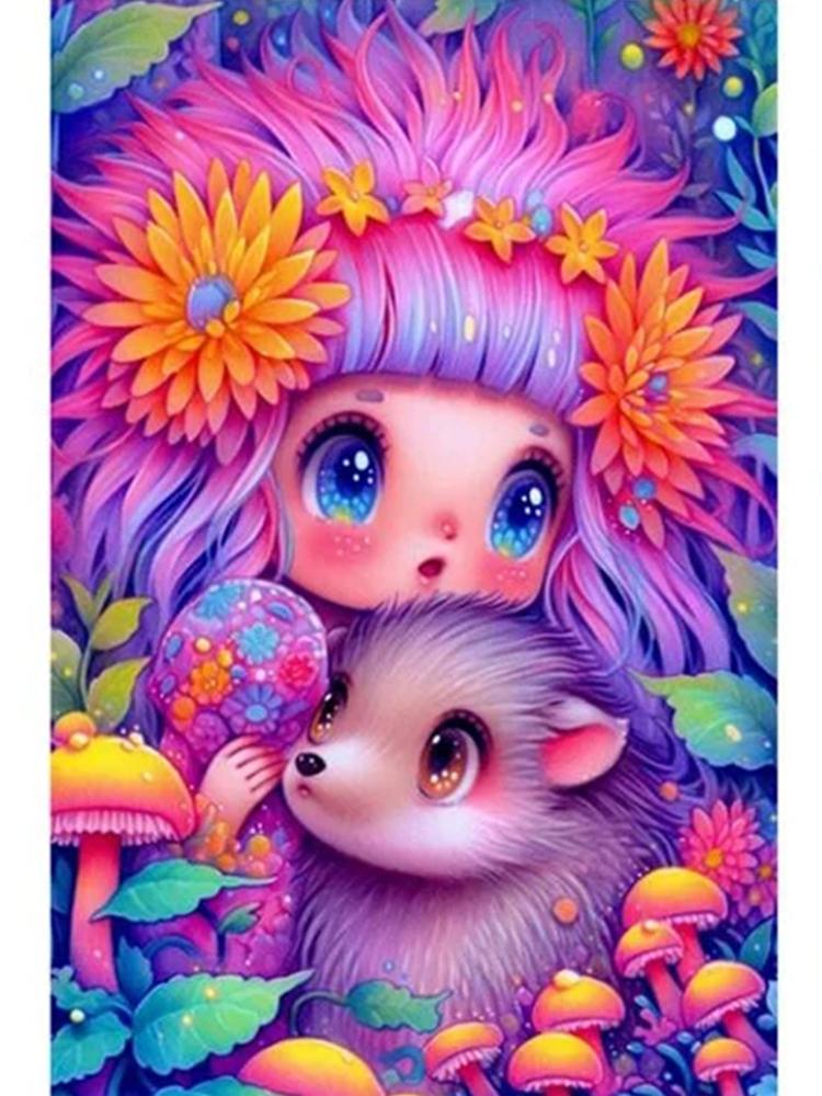 

Dream Diamond красочная мозаика мультфильм ежик эльф девушка цветок 5D Diy набор для вышивки крестом ручная работа поделки украшение дома Full Round 20x30CM