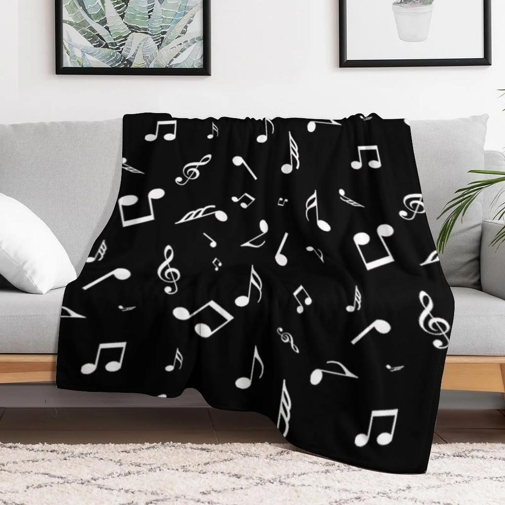 music notes allovers Throw Blanket Breathable Lightweight Blanket for Adults Kids