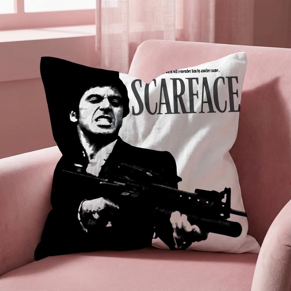 S-Scarface Movie Cushion Cover Multi-Scene Pillow Cover for Home & Car - Reversible, Soft & Durable for Daily Use
